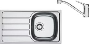 Set chiuveta bucatarie inox Franke Spark 78x43.5 cm cu 1 cuva si picurator stanga finisaj lucios plus baterie crom