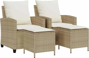 vidaXL Set canapele de grădină, 4 piese, cu perne, bej, poliratan