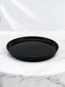 Farfurie Vulcano Mare 25cm Gresie Ceramica ( Negru lucios interior, Negru mat exterior)