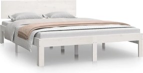 vidaXL Cadru de pat King Size, alb, 150x200 cm, lemn masiv
