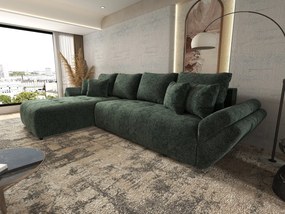 Colțar extensibil dumonde cu ladă de depozitare si sezut confortabil din spuma high-density, Berlin XL Euphoria Green 350x185 cm