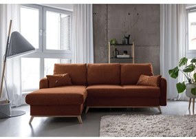 Colțar extensibil cu șezlong pe partea stângă Miuform Scandic Lagom, portocaliu cărămiziu