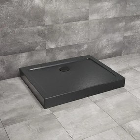 Cadita dus dreptunghiulara Radaway Doros D Compact Stone 100x80 cm acril negru