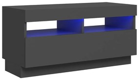 804453 vidaXL Comodă TV cu lumini LED, gri extralucios, 80x35x40 cm