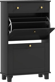 HOMCOM Dulap pentru pantofi îngust cu sertare cu uși basculante și raft reglabil, 60 x 23,5 x 98,5 cm, negru | Aosom Romania