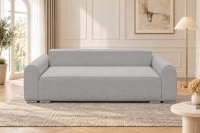 Canapea extensibilă Fiorella din boucle, gri deschis, cu ladă de depozitare