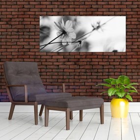 Tablou - Flori alb-negru (120x50 cm)