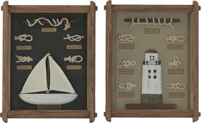 Tablou decorativ natural din lemn de pin și sticlă, "Knots"