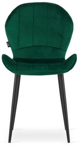 Scaun de masa din catifea verde cu picioare negre, TERNI