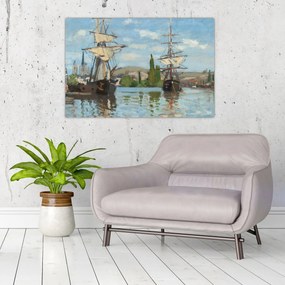 Tablou - Claude Monet, Ships Riding on the Seine at Rouen, reproducere (90x60 cm)