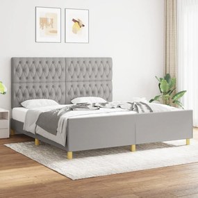 3125316 vidaXL Cadru de pat cu tăblie, gri deschis, 180x200 cm, textil