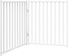vidaXL Poartă pentru câini pliabilă 2 panouri, alb, 160 cm, lemn brad