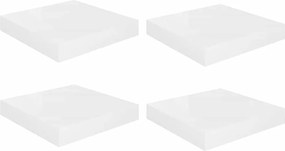 vidaXL Rafturi de perete, 4 buc., alb extralucios, 23x23,5x3,8 cm, MDF