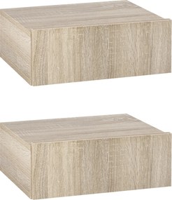 Set de 2 Noptiere Suspendate pentru Dormitor, Noptiere Moderne cu Fixare la Perete, din Lemn 40x30x15cm HOMCOM | Aosom Romania