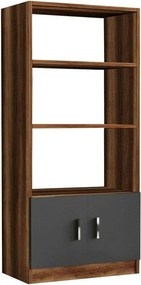 Biblioteca 956LCS1401, nuc/gri, PAL melaminat, 64x38x140 cm