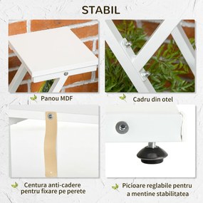 Outsunny Raft pentru Plante cu 4 Niveluri din Lemn pentru Decor Interior și Exterior Verandă Balcon | Aosom Romania