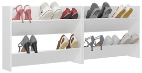 Pantofare de perete, 2 buc., alb, 80x18x60 cm, PAL Alb, 80 x 18 x 60 cm, 1, 2, Alb