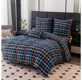 Lenjerie de pat microfleece GRID albastru inchis Dimensiunile lenjeriei: 2 buc 70 x 90 cm | 200 x 220 cm