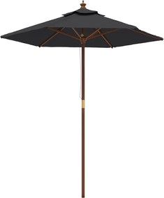 vidaXL Umbrelă de soare de grădină stâlp din lemn, negru, 196x231 cm