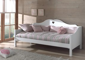 Pat AMORI pentru Copii, 90x200 cm, Alb (Pin Masiv și MDF), Design Romantic – Vipack