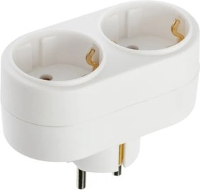 Adaptor dublu GTV pentru priză, 1 la 2 prize Schuko, alb Alb, 3600 W