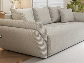 Canapea extensibilă dumonde cu ladă de depozitare si sezut confortabil din spuma high-density, Berlin Zoom Crem 250x100 cm