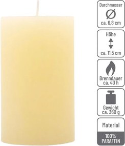 Set de lumânări rustice, 11,5 cm, Ø 6,8 cm, crem, 6 buc