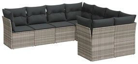 3250431 vidaXL Set mobilier de grădină cu perne, 8 piese gri deschis poliratan