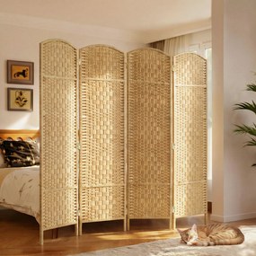 HOMCOM Paravan 4 Panouri Pliabile Per Interni Împletit 180x180cm | Aosom Romania