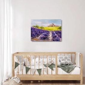Tablou pe sticlă - Provence, Franța, pictură în ulei (70x50 cm)