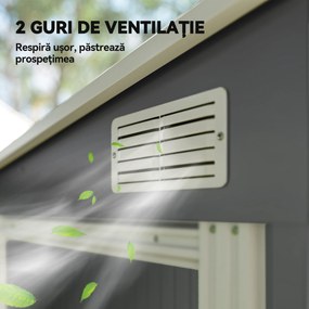 Outsunny Magazie Grădină din Oțel, Ușă Glisantă, 154x206.5x160/181 cm, Gri închis | Aosom Romania