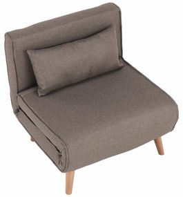 Fotoliu pliabil, gri-maro TAUPE / stejar, FARIDO