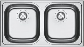 Chiuveta bucatarie inox Franke Spark 80x50 cm cu 2 cuve fara picurator finisaj lucios