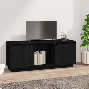 814343 vidaXL Comodă TV, negru, 110,5x35x44 cm, lemn masiv de pin