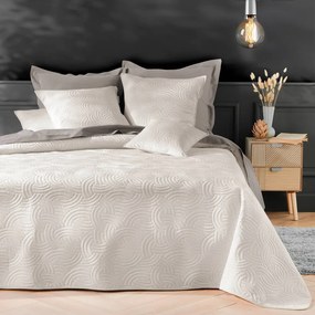 Set cuvertură și față de pernă crem din catifea 240x260 cm Solange – douceur d'intérieur