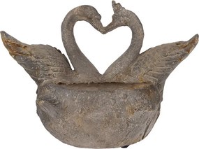 Jardinieră decorativă în formă de lebede, gri, stil brocante, 49x27x37 cm