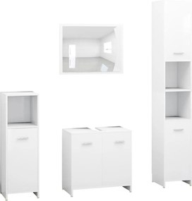 vidaXL Set mobilier de baie, 4 piese, alb, lemn prelucrat