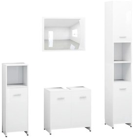 3056880 vidaXL Set mobilier de baie, 4 piese, alb, lemn prelucrat