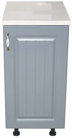 Corp inferior cu 1 Usa Zebra, Alb/MDF Gri, si blat Travertin 40 x 85 x 60