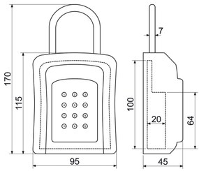 Cutie de securitate din oțel KB.E2 negru, 9,5 x 17 x 4,5 cm