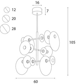 Lustră LED pe tijă MAXLIGHT P0541 ALLURE 14xLED/5W/230V d. 60 cm auriu