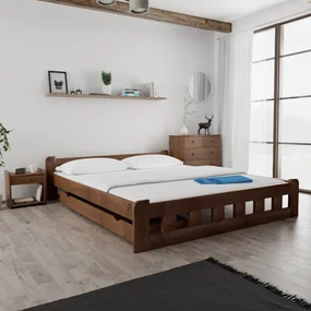 Pat inalt Naomi 180x200 cm, stejar Saltele: Cu saltele Somnia 18 cm, Somiera pat: Cu lamele drepte