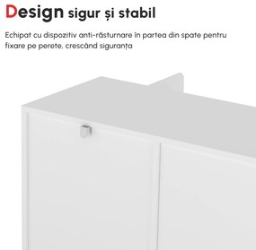 HOMCOM Bufet Modern cu 12 Rafturi, PAL, pentru Bucătărie, Sufragerie, Hol, 120x35x85 cm, Alb, Spațiu Amplu de Depozitare | Aosom Romania