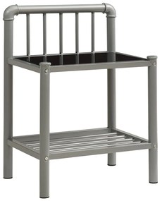 325097 vidaXL Noptieră, gri și negru, 45x34,5x62,5 cm, metal și sticlă