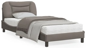 3207748 vidaXL Cadru de pat cu tăblie, gri taupe, 90x200 cm, textil