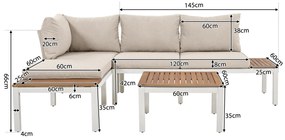 Set mobilier de grădină, cu 2x canapele de două locuri, 2x mese auxiliare, 1x masă, Bej