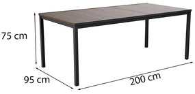 Porto 200 masă de grădină din plastic nuc