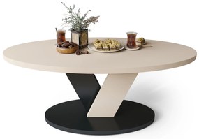 Mazzoni LOVA Bej/Negru - MĂSUȚĂ OVALĂ 110x60 cm MĂSUȚĂ DE CAFEA MODERNĂ