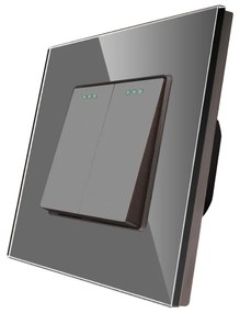 Intrerupator Dublu Mecanic cu Reset / Revenire LUXION cu Rama din Sticla