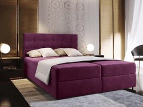 Pat boxspring tapițat GLORIEN 180x200 cm purpuriu Saltea: Saltea cu arcuri Bonell